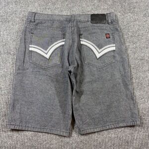 Mecca Shorts Men's 36 Gray Denim Jean Embroidered Back Pockets Y2K Hip Hop